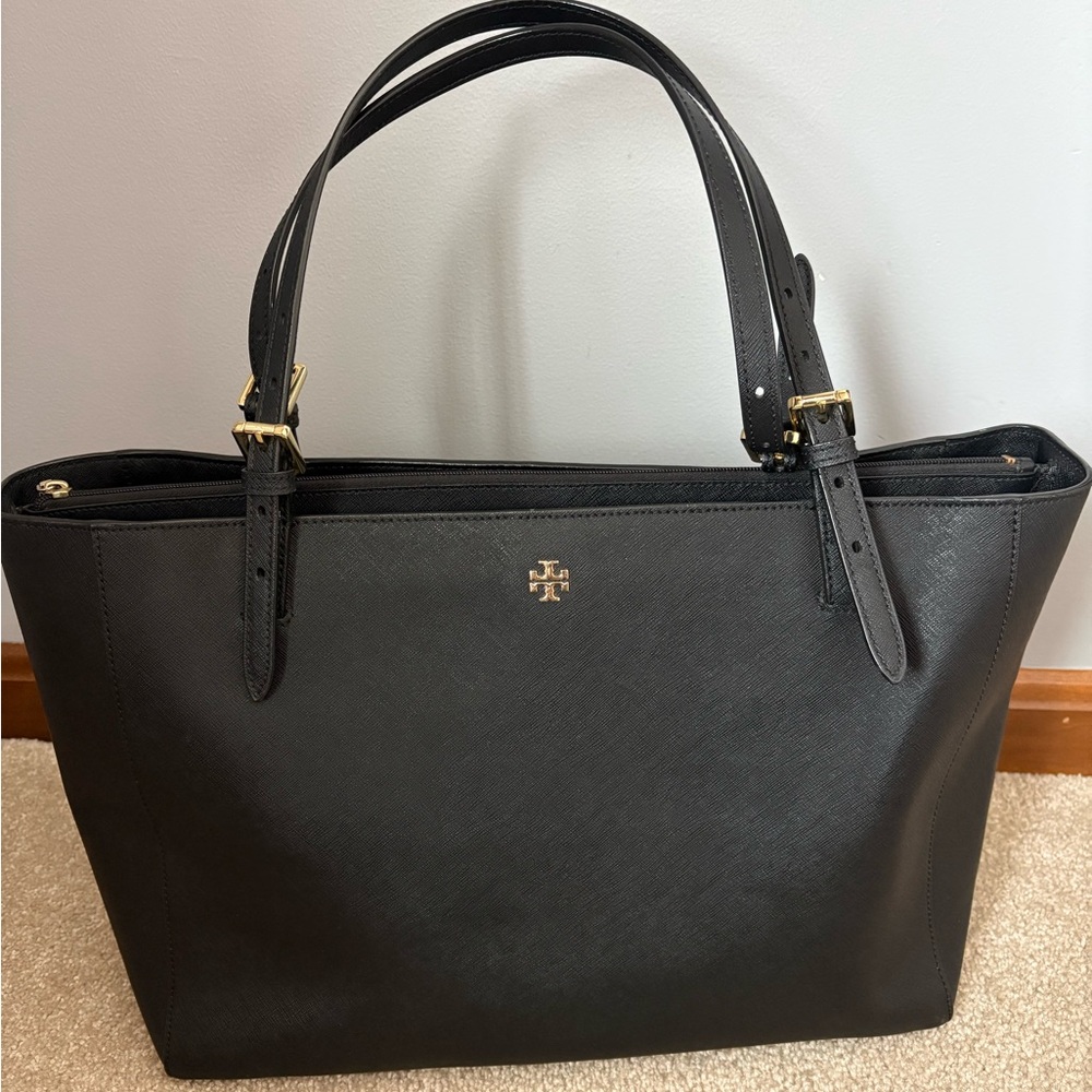 Tory Burch Black Tote with Gold Accents